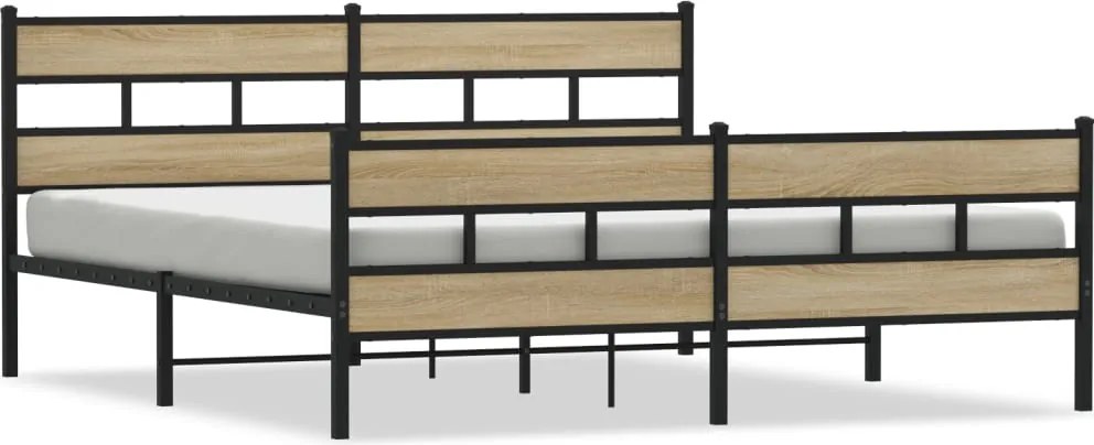 vidaXL Cadru de pat metalic fără saltea, stejar sonoma, 193x203 cm
