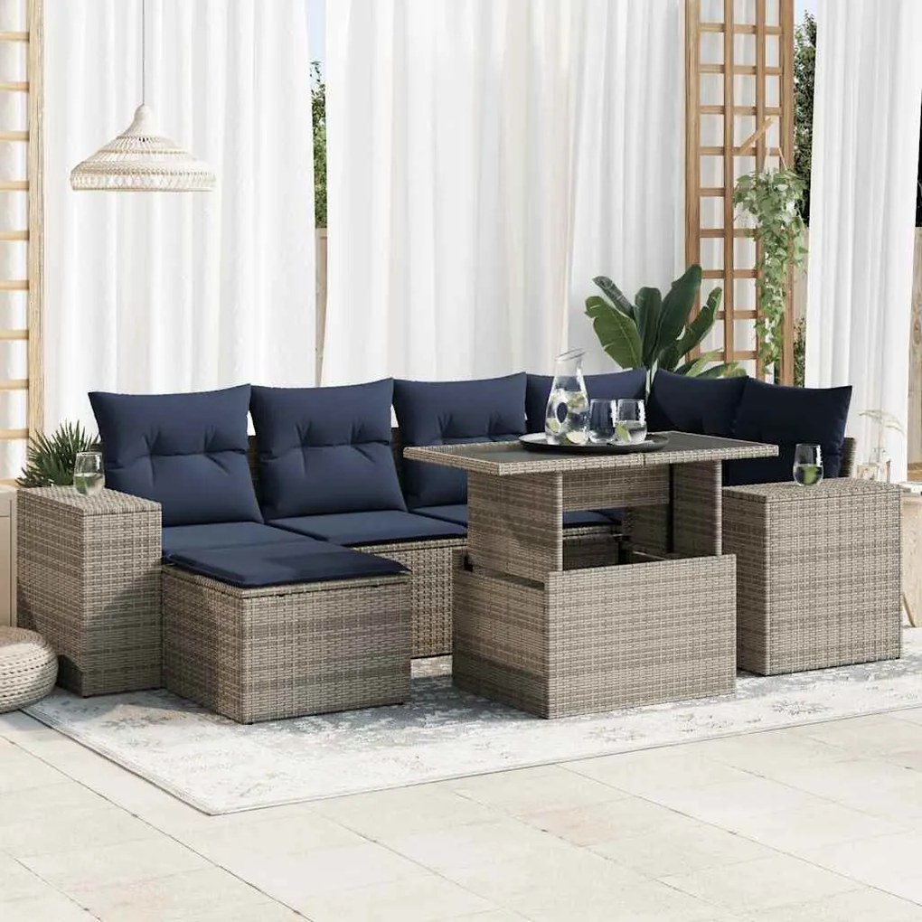 vidaXL Set canapele grădină cu perne 9 piese gri poliratan/lemn acacia