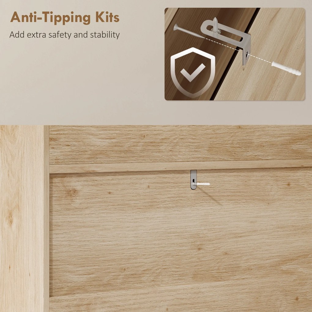 HOMCOM Dulap pentru încălțăminte 12 perechi, dulap cu 2 sertare rabatabile, uși din ratan și polițe reglabile, stejar | Aosom Romania