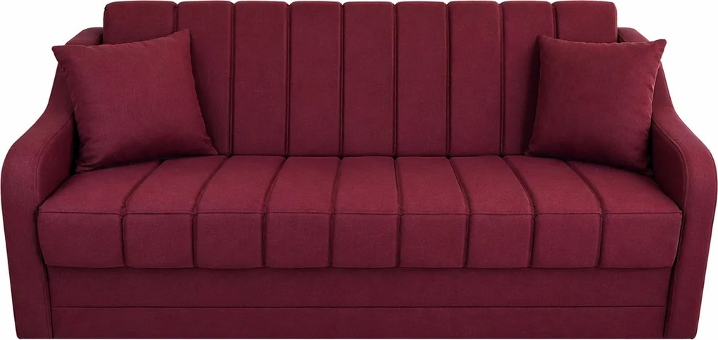 Canapea ALEX extensibila, 3 locuri, cu lada de depozitare, stofa rosu bordo, 220x90x90 Rosu Bordo