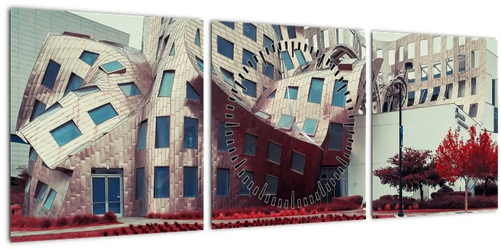 Tablou - construcție arhitectonică (cu ceas) (90x30 cm)