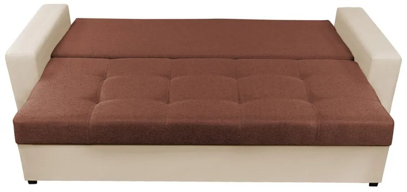 Canapea extensibila, Toledo, 226x90x86 cm, lada de depozitare, Crem/Maro