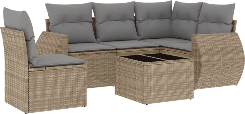 vidaXL Set canapele de grădină cu perne, 6 piese, bej, poliratan