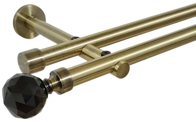 Galerie dubla picior universal fara inele prindere perete kula crystal negru 19/19 mm aur antic (Alege marime: 240 cm)