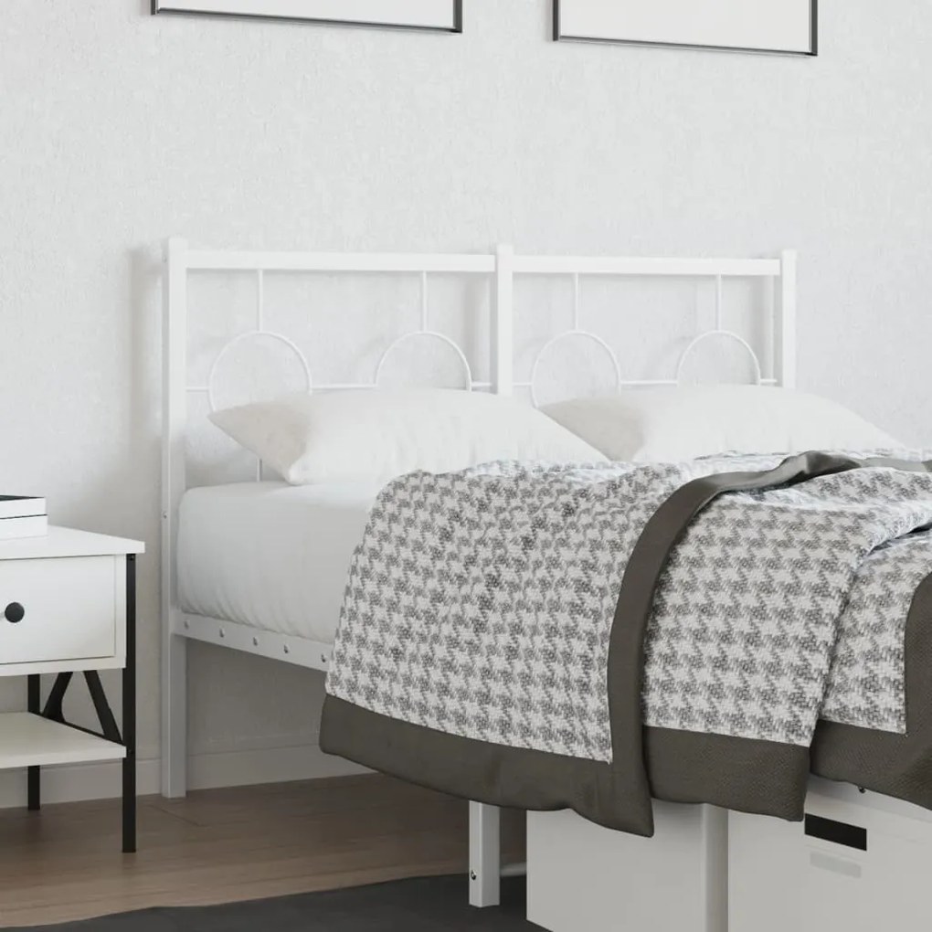 vidaXL Tăblie de pat metalică, alb, 120 cm