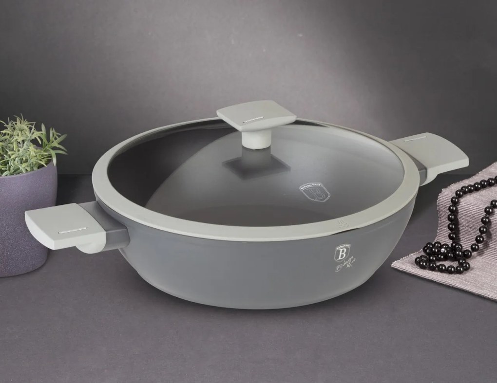 Cratiță antiaderentă cu capac 28 cm, 3.8 L Berlinger Haus Aspen Collection BH 7070, cu strat titan, potrivită pentru gătit zilnic sănătos