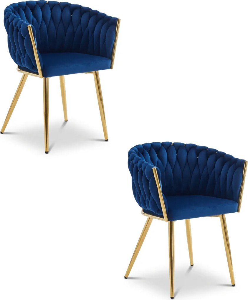 OFERTA Fotoliu de sufragerie din catifea ORION VELVET cu picioare aurii, albastru inchis calitatea a II-a