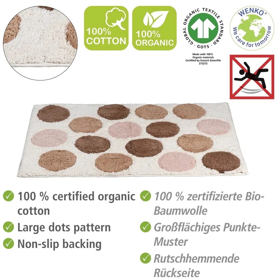 Covoraș de baie maro-bej din bumbac organic 60x90 cm Tibet – Wenko