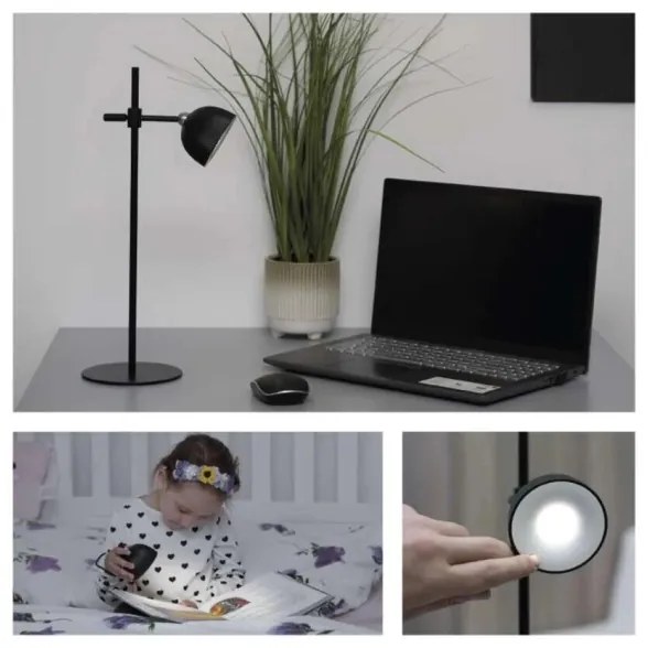 Lampă LED magnetică reîncărcabilă dimabilă de masă 4 în 1 LED/4,2W/3,7V 4000K negru