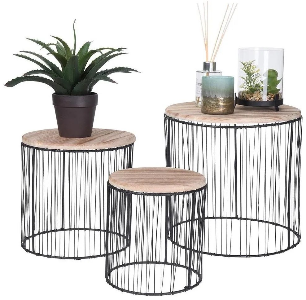 SET 3x măsuță de cafea 29x28 cm negru/bej