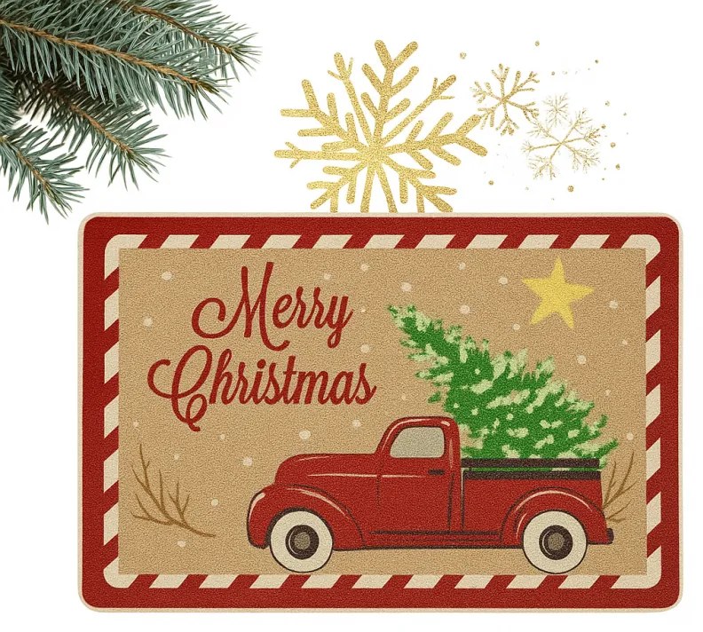 Pres de Craciun HOLIDAY RIDE 60x90 cm, rosie