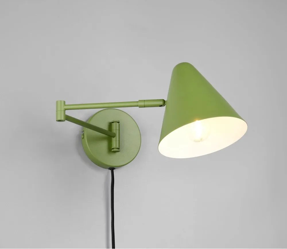 Aplică de perete verde cu structură flexibilă cu alimentare la priză ø 15 cm Cosima – Trio