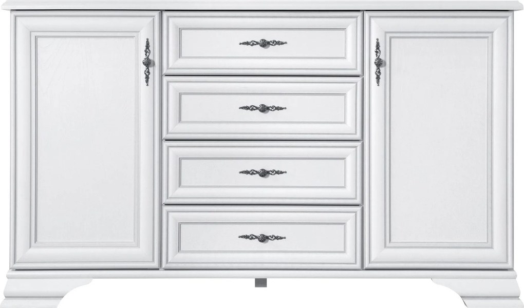 Comoda vintage alba IDENTO, PAL, 154x45x90 cm