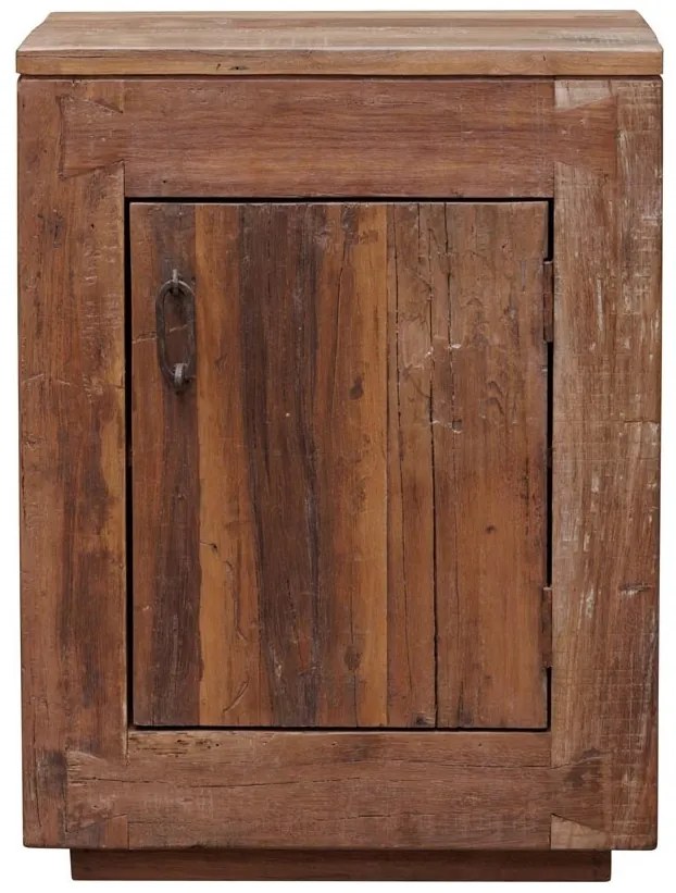 Noptieră din lemn reciclat și metal, 1 ușă, aspect rustic, Rochehaut