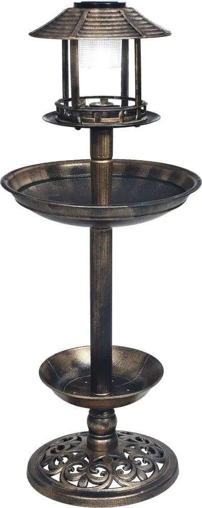 vidaXL Baie pentru păsări decorativă, cu LED alimentat solar, plastic