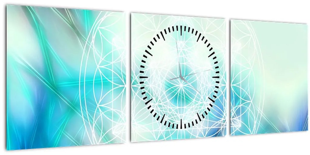 Tablou - Merkaba pe un fundal turcoaz (cu ceas) (90x30 cm)