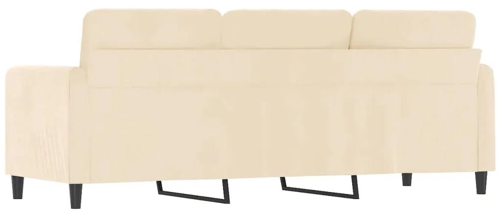 Canapea cu 3 locuri, crem, 180 cm, catifea Crem, 198 x 77 x 80 cm