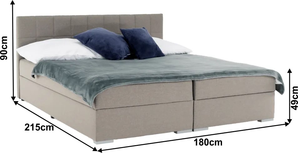 Pat tip BOXSPRING 180x200, taupe gri-maro, FERATA TV KOMFORT