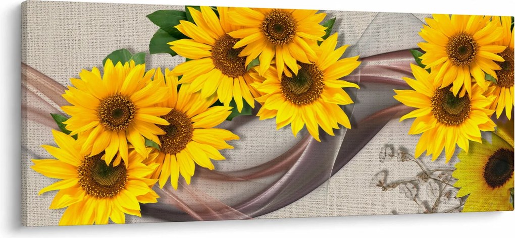 Tablou - Flori strălucitoare de floare soarelui (120x50 cm)