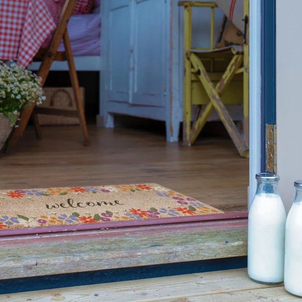 Covoraș de intrare din fibre de nucă de cocos 40x120 cm Welcome Floral – Artsy Doormats