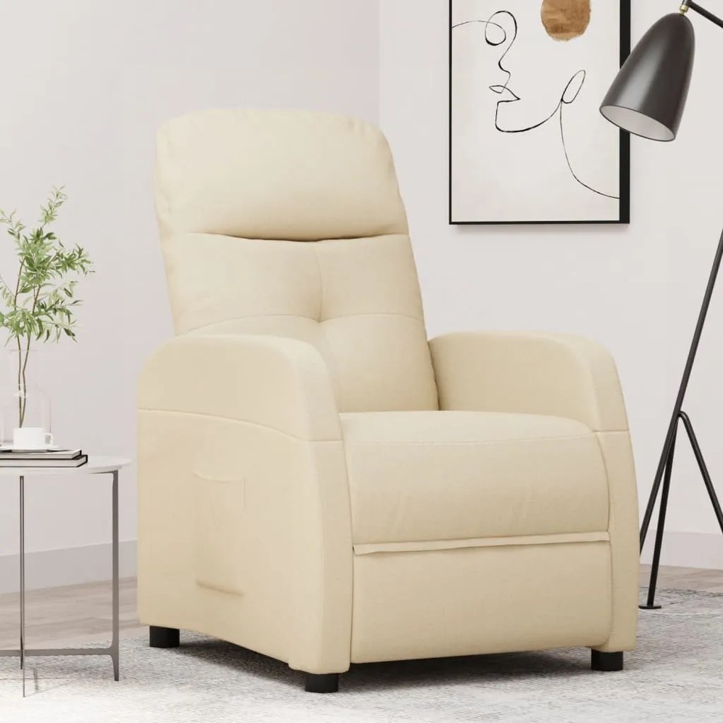 289825 vidaXL Fotoliu rabatabil, crem, material textil