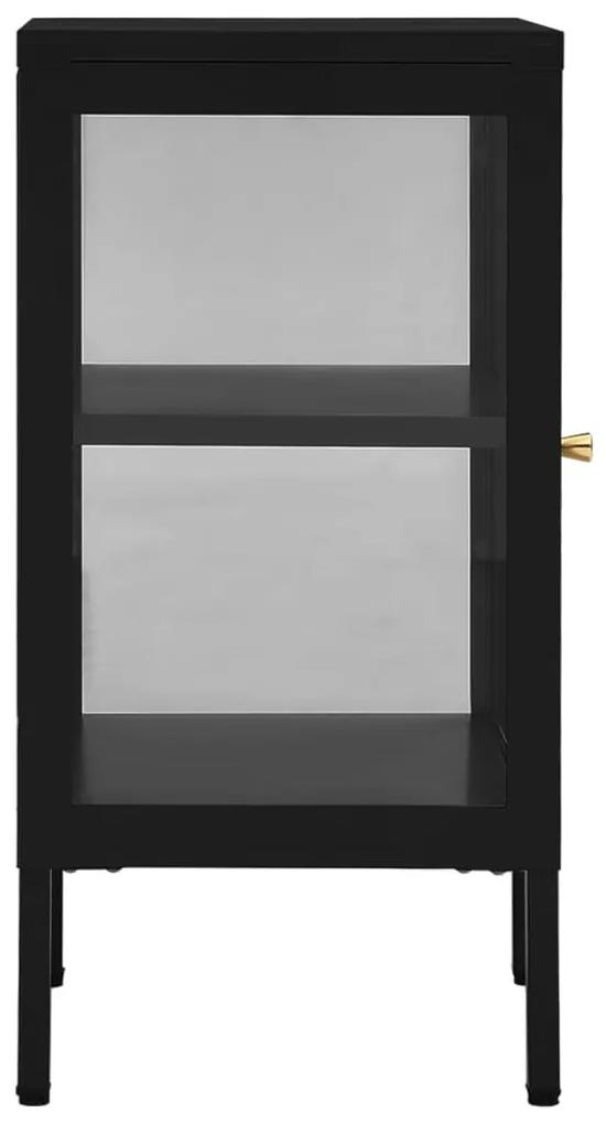 Servanta, negru, 38x35x70 cm, otel si sticla 1, Negru