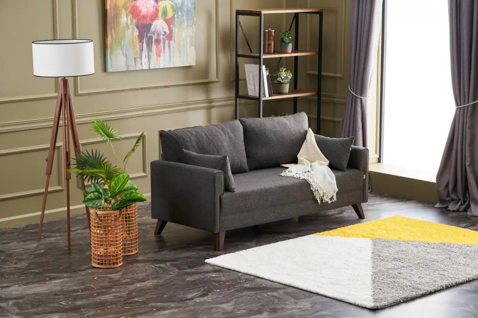 Canapea cu 2 locuri Bella Sofa, Antracit, Poliester