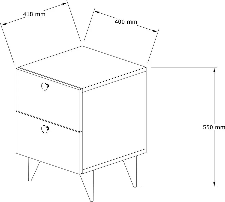 Noptiera Karen cu 2 sertare culoare nuc 55 cm