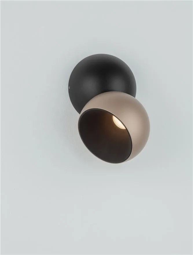 Spot LED aplicat aluminiu LUSA negru/champagne