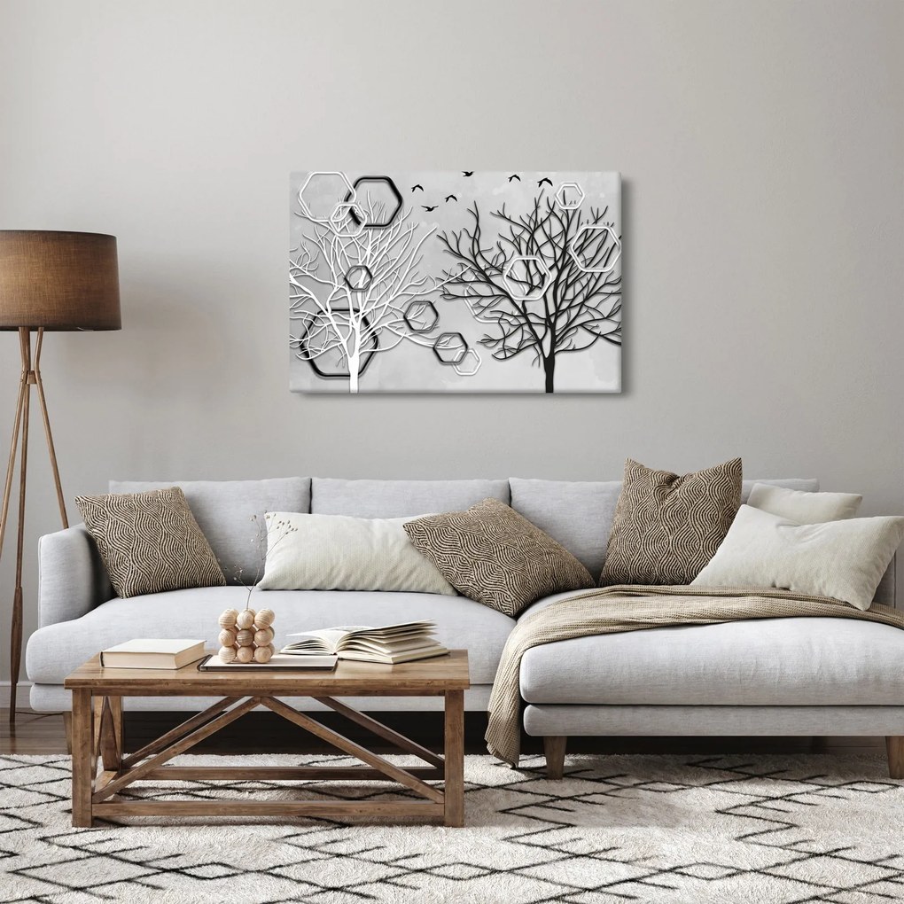 Tablou abstract cu pomi (90x60 cm)