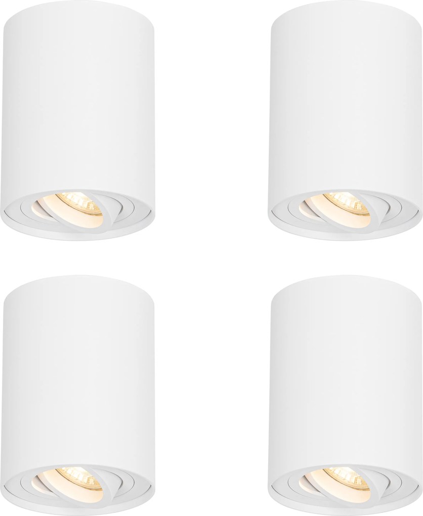 Set de 4 spoturi moderne de plafon albe, rotative și înclinabile - Rondoo Up