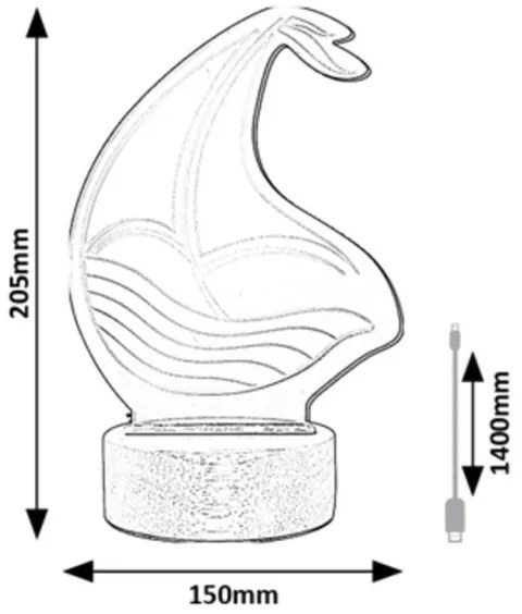 Veioză LED de masă pentru copii AKALI LED/2W/5V 3000K fag barcă Rabalux 76001
