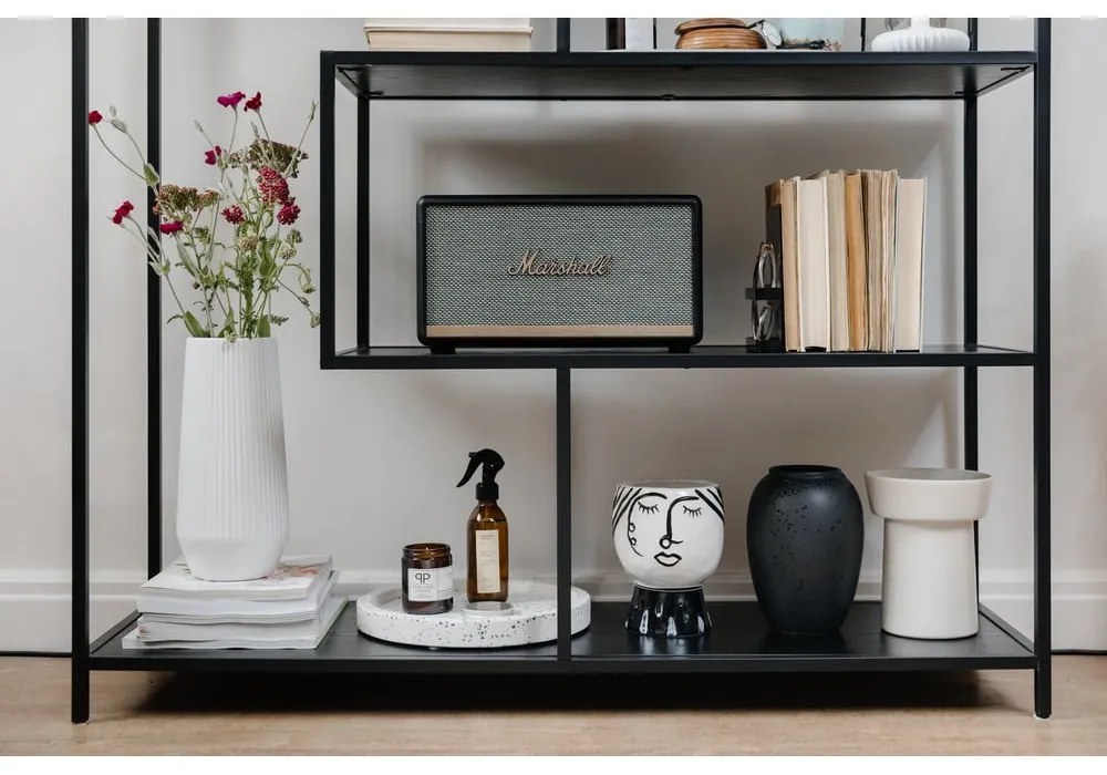 Vază din porțelan Mauro Ferretti Pot Face, alb - negru