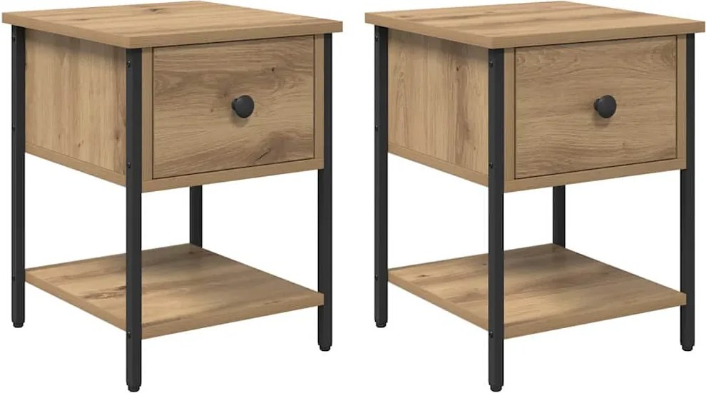 vidaXL Noptieră 2 pcs Stejar Artizanal 34 x 35,5 x 45 cm Lemn compozit