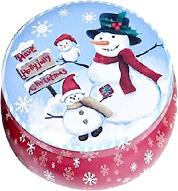 Cutie metalica rotunda pentru cadouri JOLLY ,   model Craciun, 8x3.5cm