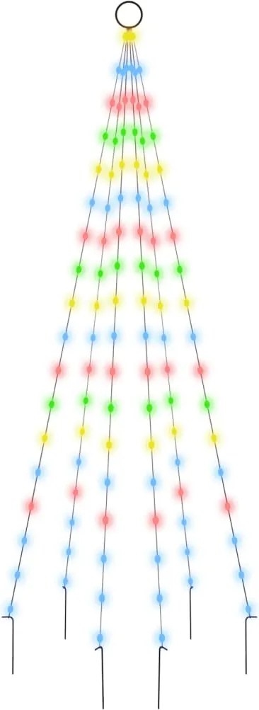 vidaXL Brad de Crăciun pe catarg, 108 LED-uri, multicolor, 180 cm