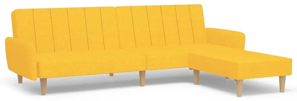 3080715 vidaXL Canapea extensibilă 2 locuri, cu taburet, galben, textil