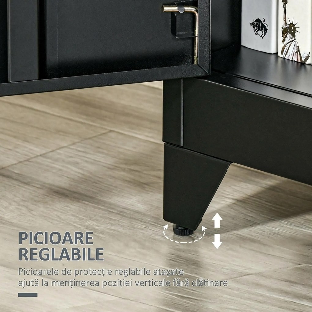 HOMCOM Dulapior Multifunctional cu 2 Usi Stil Industrial, Dulapior Metalic pentru Casa si Garaj - Gri | Aosom Romania