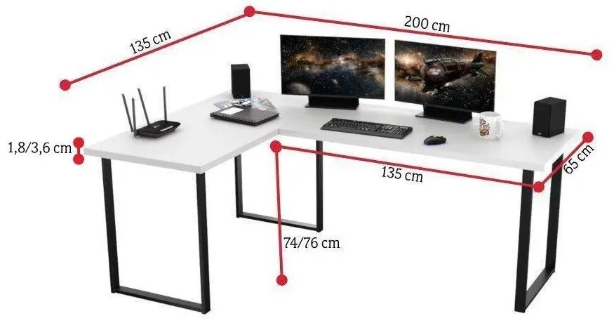 Masă PC de colț Vintid (Stejar craft + Negru). 1054977