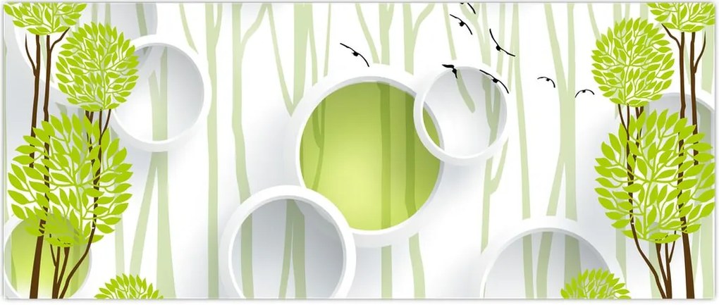 Tablou cu abstracție și copaci (120x50 cm)