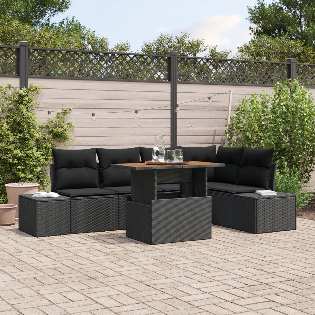 vidaXL Set de masă pentru grădină 6 pcs Negru și Maro 100 x 55 x 73 cm
