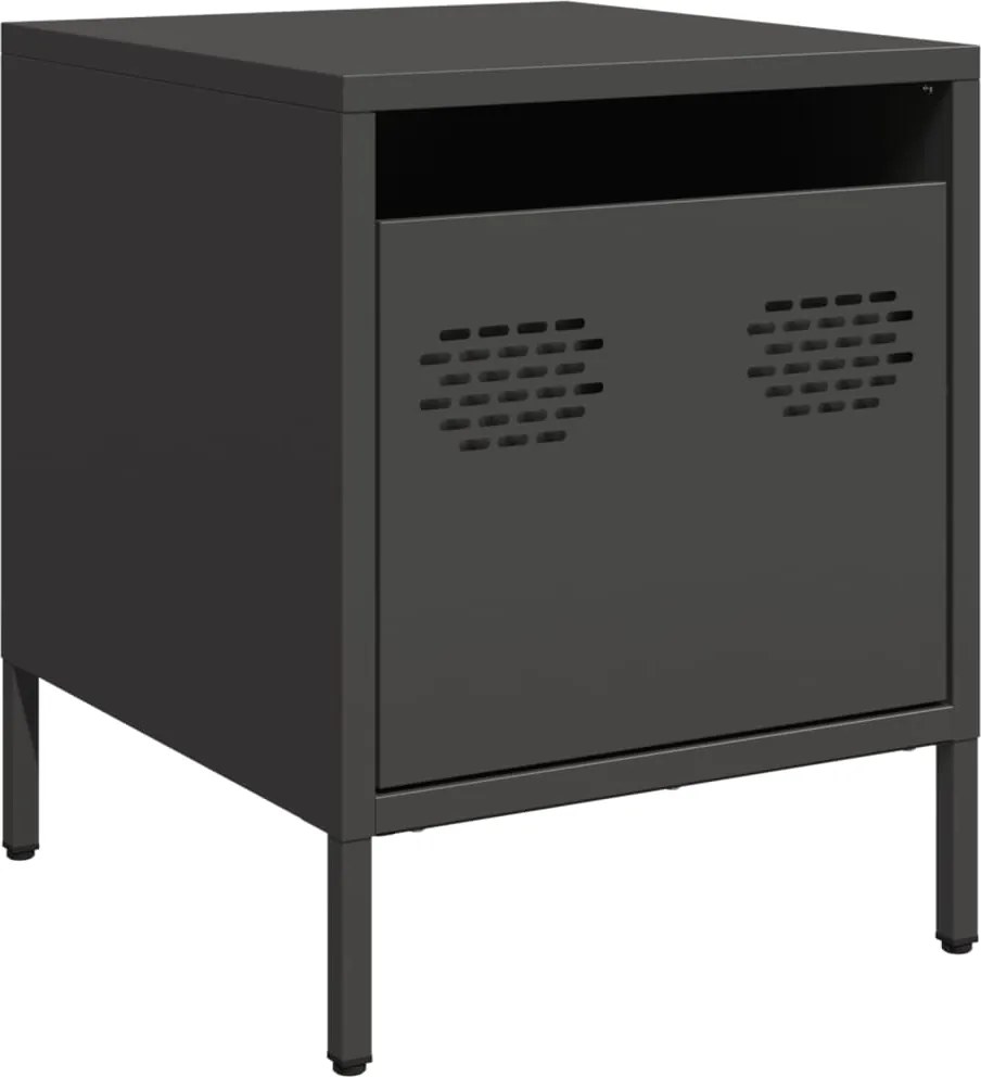vidaXL Noptieră, negru, 35x39x43,5 cm, oțel