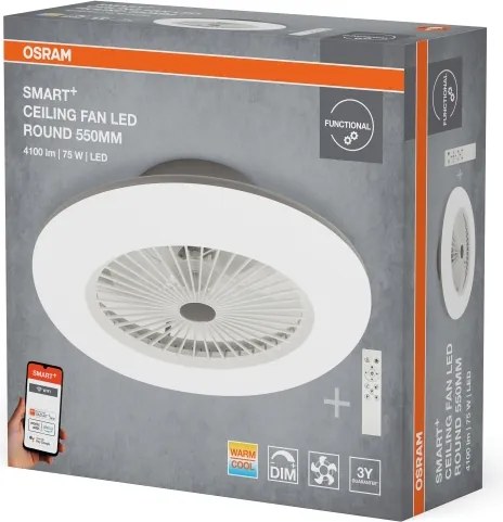 Osram - Plafonieră LED dimabilă cu ventilator SMART+, 75 W, 230 V, Wi‑Fi + telecomandă