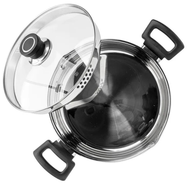 Cratiță Luigi Ferrero Sophia FR-3405, 24x13 cm, 5.4 l, Oțel 18/10, Capac din sticlă, Inducție, Inox