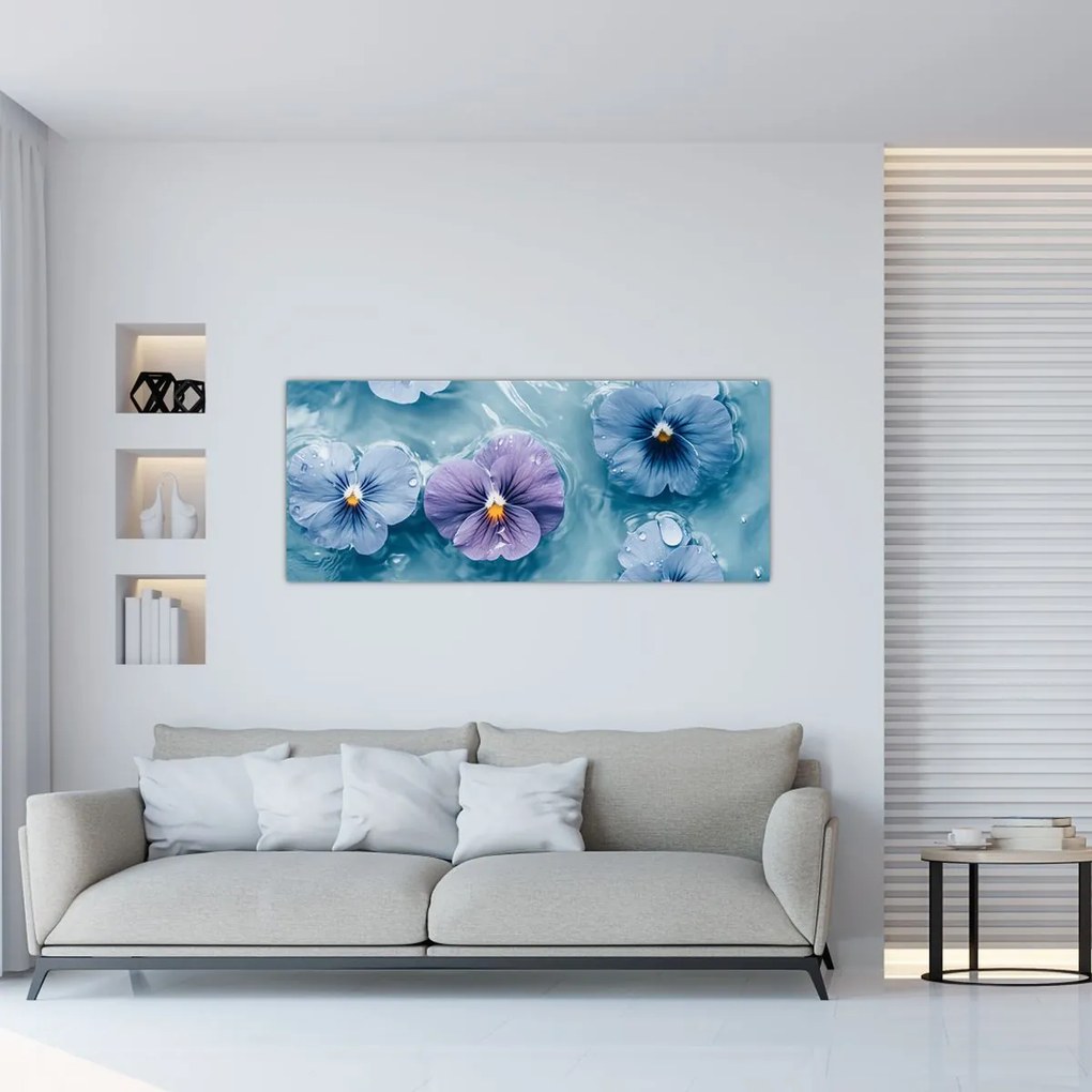Tablou - Violete în apă (120x50 cm)
