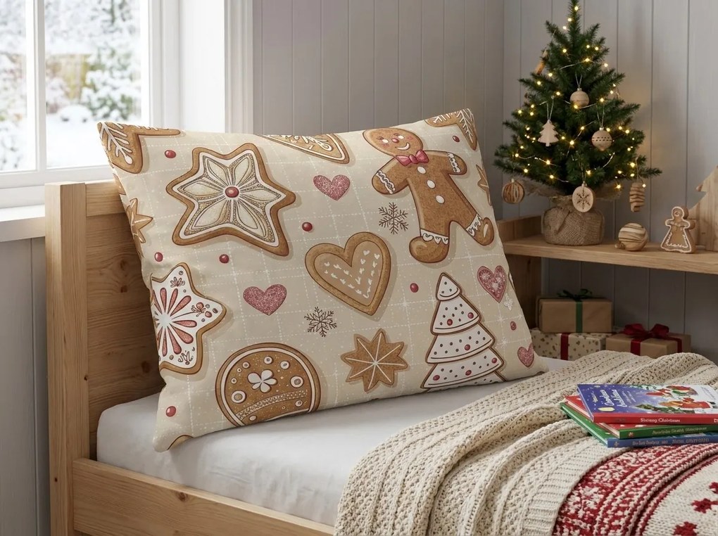 Fata de perna din bumbac GINGERBREAD JOY 70x90 cm, bej