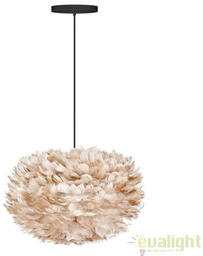 Abajur modern cu pene de gasca EOS maro deschis, 65cm