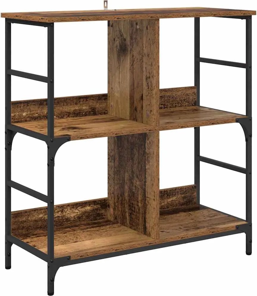 vidaXL Raft pentru cărți Lemn vechi 78.5 x 33 x 82 cm Lemn compozit