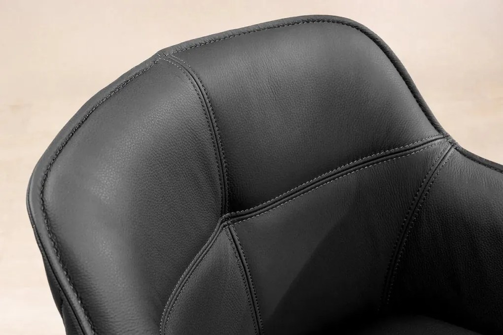 Set 2 scaune Pivotante, Piele Naturala Neagra, Euphoria