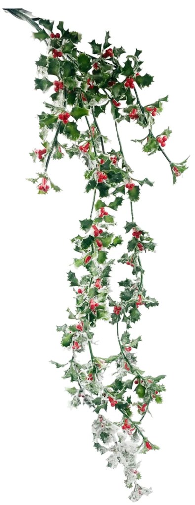 Ghirlanda curgatoare Craciun cu frunze inzapezite ILEX, 70cm